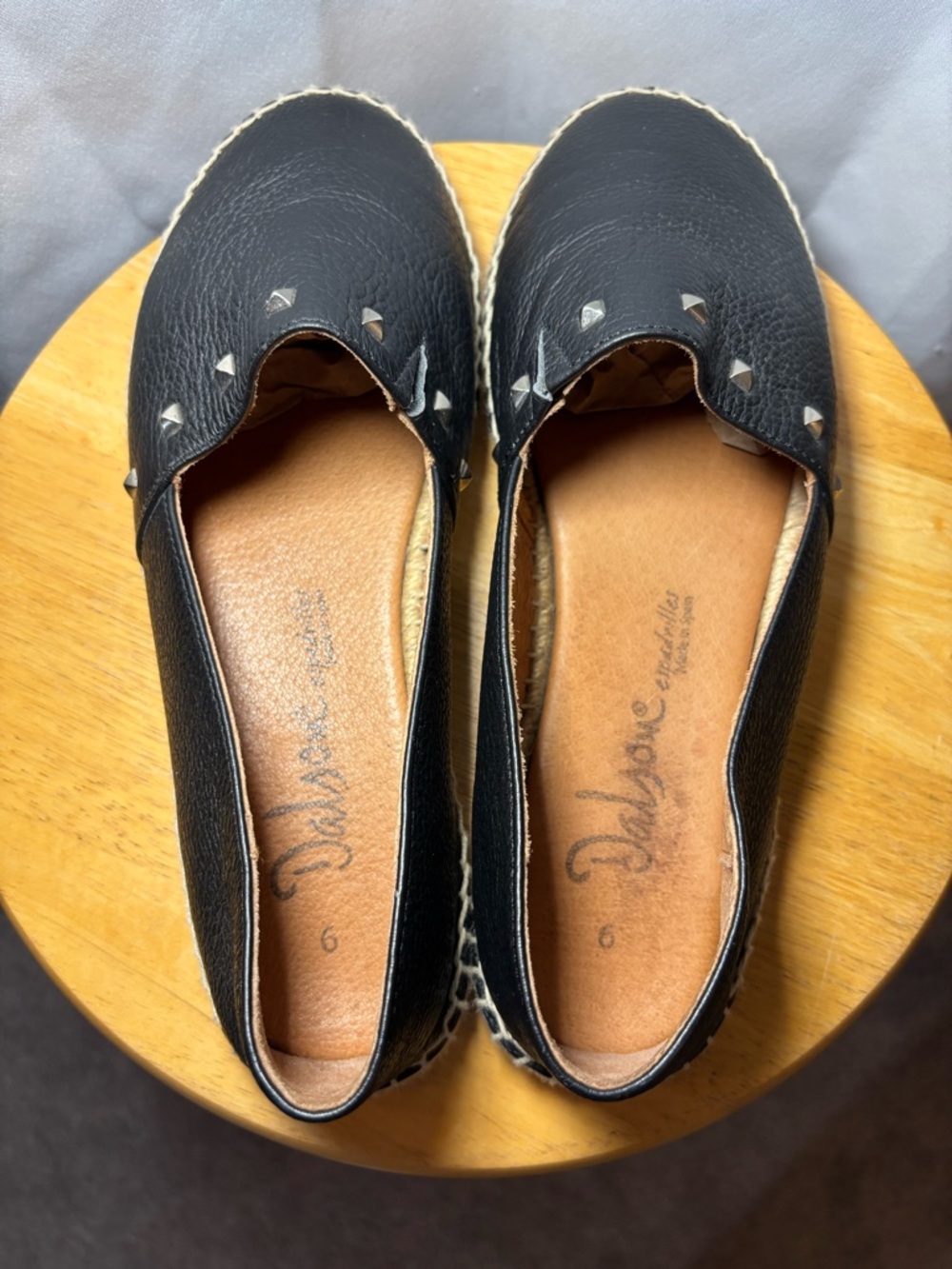 Dalson Leather Espadrilles Made in Spain Studded Black EU 40 US 9 - Picture 5 of 8